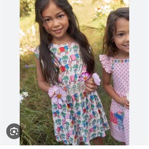 Mini boden vanilla pod elephant vacation dress 7-8 like new